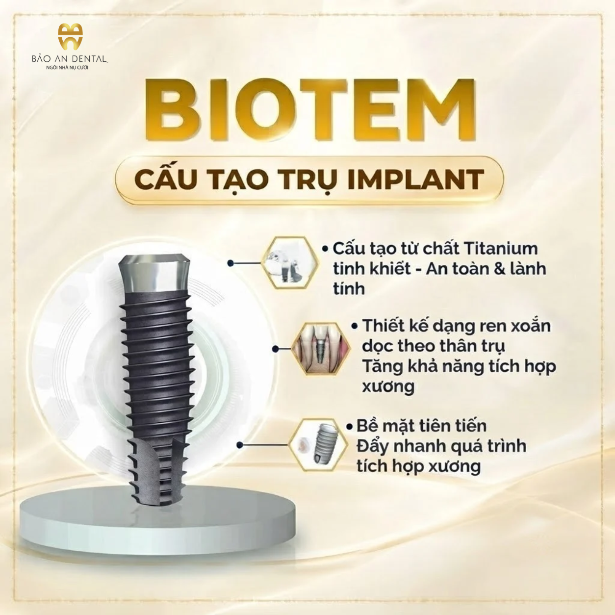 Cấu tạo trụ Implant Hàn Quốc - Biotem
