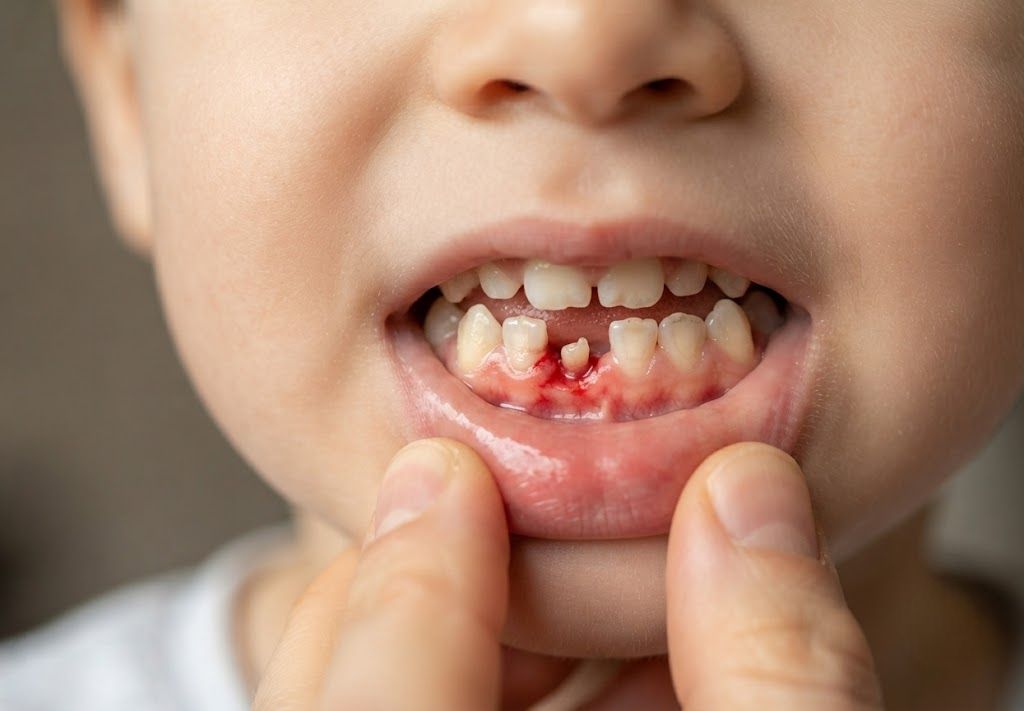 Nhổ răng sữa tại nhà chảy máu
